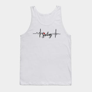 Sailing Heartbeat Funny boat Tank Top